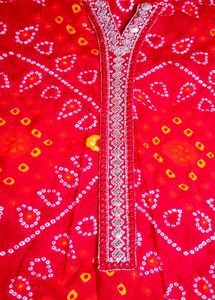 Red Bandhani  suit set with sare