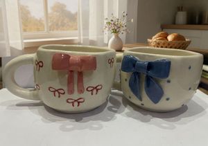 coquette Bow Mugs cup  - Set of 2(valentine Couple