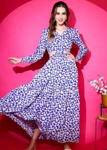 Blue  Both Side  Cut Maxi 👗 Dress