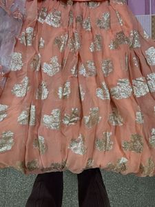 Peach &amp; Gold Lehenga Set