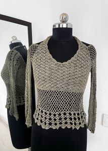 Crochet Knit Long Sleeve Top