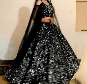 Elegant Black Sequin Lehenga Choli