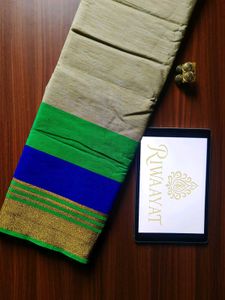 Green And Blue Cotton Saree