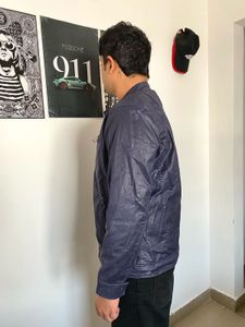 pure leather blue jacket