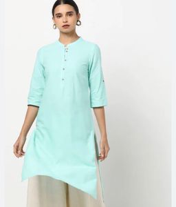 Aurelia Kurta Green Plain Office
