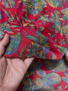 5 Metres Red Floral Fabric