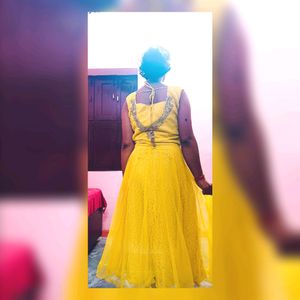 WOMEN&#39;S BEAUTIFUL MAXI DRESH,PARTY,HALDI(MUSTARD)
