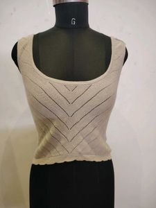 Beige Knit Tank Top