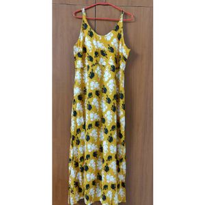 Beautiful Yellow Printed Long Dress..size -L