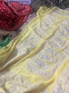 Yellow Embroidered Saree