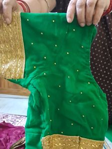 Green-Red Party Saree with Blouse (36)