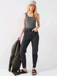 Bershka Mom Fit Charcoal Jeans