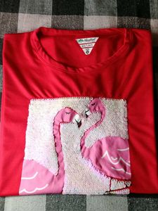 Red Flamingo Sequin T-Shirt