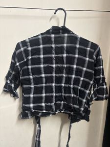Plaid Cropped Tie Top