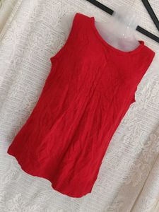 Red Sleeveless Knit Top