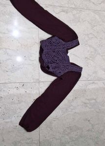 Womens Purple Crop Top Wool Georget Mix