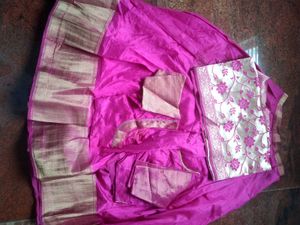 PinkBanarasiSilk DressSet With Matching JewallySet