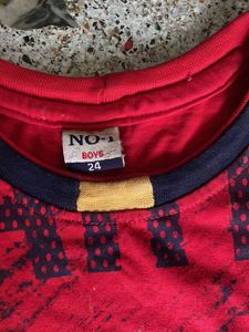 Great Quality Denim Set Paired With Red Tee