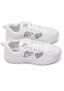 Trendy White Sneakers with Hearts
