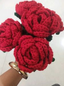 Crochet Red Rose Flower