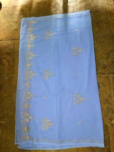 Elegant Blue Zardosi Zari Work Saree