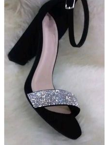 New Rhinestone High Heel Black Velvet