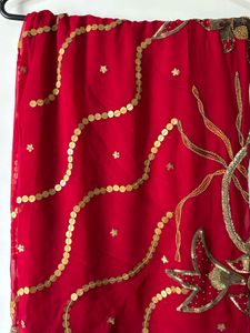 Elegant Red Embroidered Saree