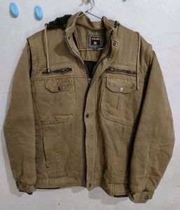 Khaki Hooded Utility Jacket