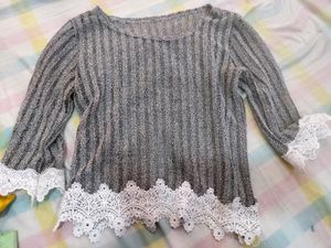 Grey Crochet Top