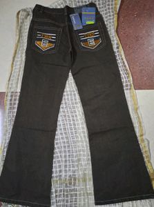 BROWN BOOT CUT JEANS(MID-WAIST):