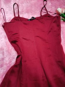 Red Satin Slip Dress