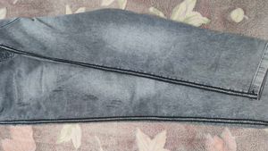 Gray Wash Jeans with Zipper Detail