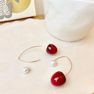 Small Sour Cherry Pearl Earrings
