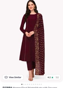 Maroon Floral Print Kurta Set