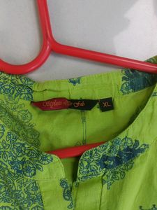 Green Umbrella Print Anarkali Long Kurta