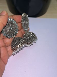 Silver Jhumka Earrings