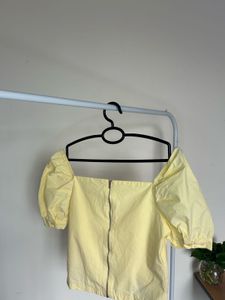 Yellow Puff Sleeve Wrap Top