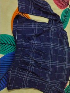 Navy Blue Dotted Line Top