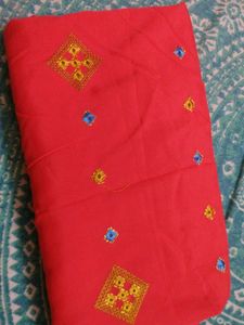 Red Embroidered Kurti Pant