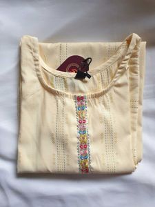 Lemon Yellow Kurti with Embroidery