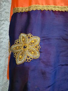 Elegant Blue Orange Saree