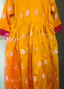 Women Mango yellow Ethnic Gown