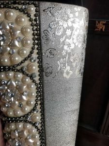 Vintage Pearl Embellished Vase Showpiece