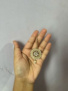 Traditional Kundan Jhumka with Pearl Bindi
