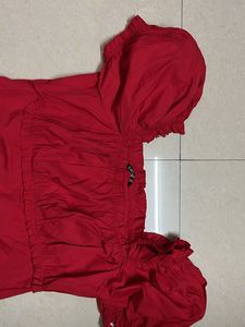 Red Puff Sleeve Mini Dress