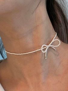 Black Beaded Bow Necklace