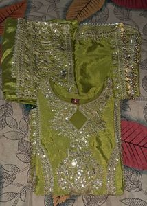Olive Green Embellished Salwar Kameez