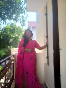 Pink Handmade Design Saree