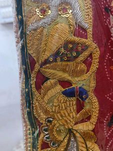 Madwadi Zari Work Red Georgette Chunri Duppata