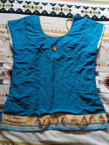 Blue &amp; White Lehanga Without Dupatta